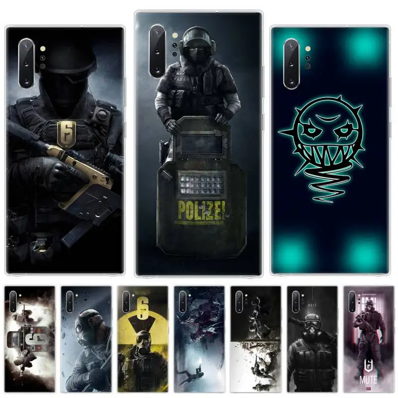 Мягкий чехол для телефона Rainbow six R6 game Samsung galaxy J3 J5 J6 J7 2017 2016 2018 Prime Pro Note 8 9 10 Plus |