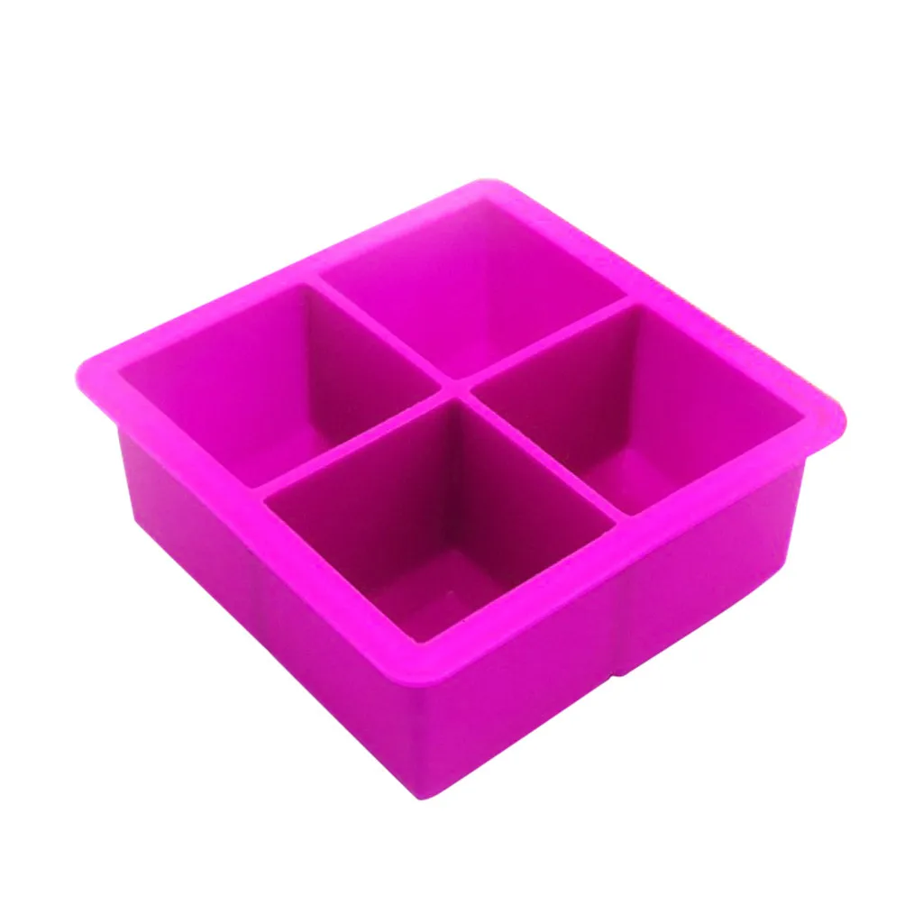 

4 Grid Big Silicone Mould Giant King Size Large Ice Cube Square Tray Mold Kitchen Jar Juice Beer Ice DIY Handmade Molde Tools