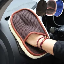 車のクリーニングクロスカークリーナーウールソフト洗濯手袋自動車インテリアクリーニングブラシガラスケアカーアクセサリーオートバイクリーン(China)