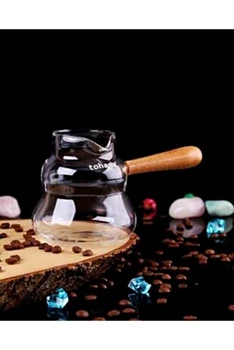 

Turkish Coffee Pot Milk Pot Cookware Glass Pot Decorative Utensils Wooden Handle English Cuisine Water Pot Home Decor 300 ml