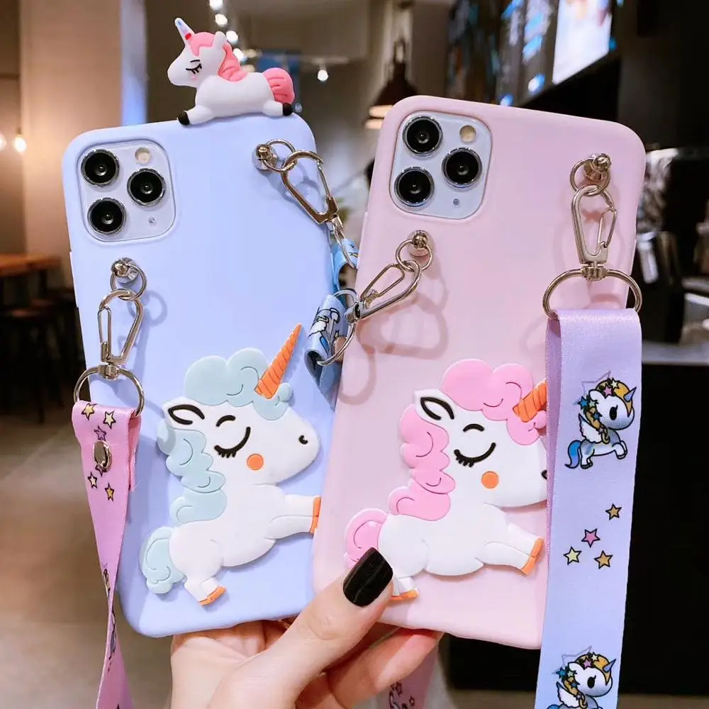 Case for Xiaomi Redmi Note 9 9S 8 7 6 5 Pro Max 8T 9A 9C 8A 7A 6A 5A 4A 4X Soft Phone Cover Unicorn Doll Cartoon With Lanyard | Мобильные