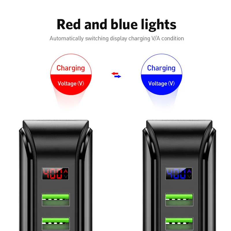ANSEIP-cargador USB Vertical de 5 puertos, adaptador de enchufe de carga rápida 4A con pantalla LED, para iPhone, MacBook, Xiaomi y Huawei - Imagen 3