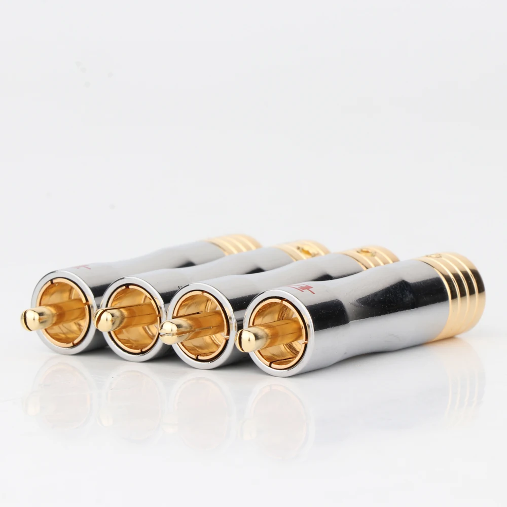 Rca Plug Cabo de Áudio Conector Macho Adaptador Banhado a Ouro Peças R1703 - Image 2