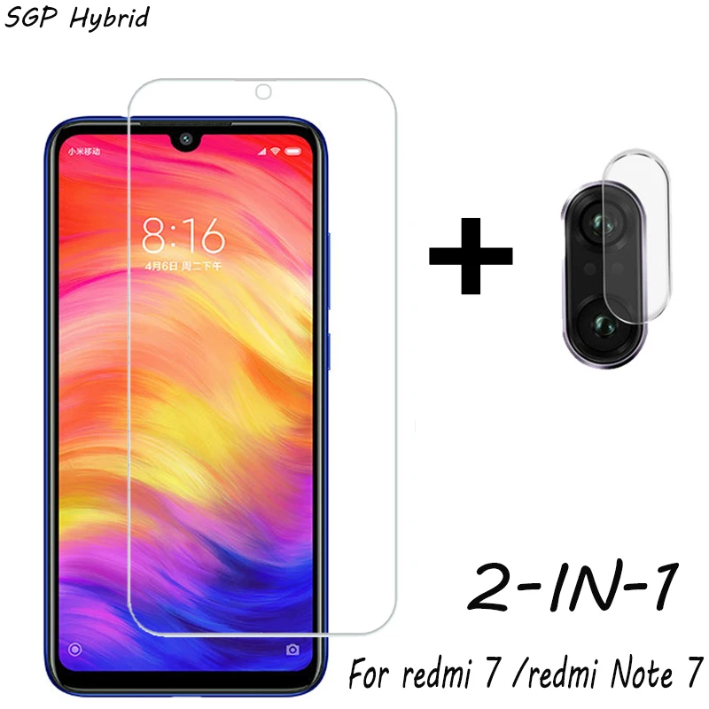 2 in 1 Screen Protector For Xiaomi Redmi Note 7 Protective Glass Back Camera Lens film Tempered On xiomi redmi Safety | Мобильные