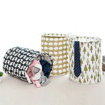 

2599 Dirty Clothes Storage Basket Foldable Waterproof Laundry Basket Cotton Linen Laundry Basket Toy Storage Bucket