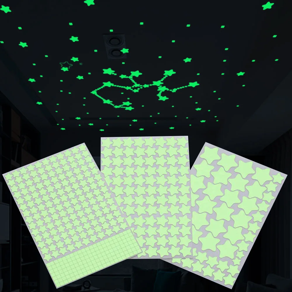 1Set 3D Bubble Stars Moon Dots Self-adhesive Luminous Wall Sticker Kids Bedroom DIY Decal Glow In Dark Fluorescent Decoration luminous wall stickers fluorescent stickers 3d wall stickers
