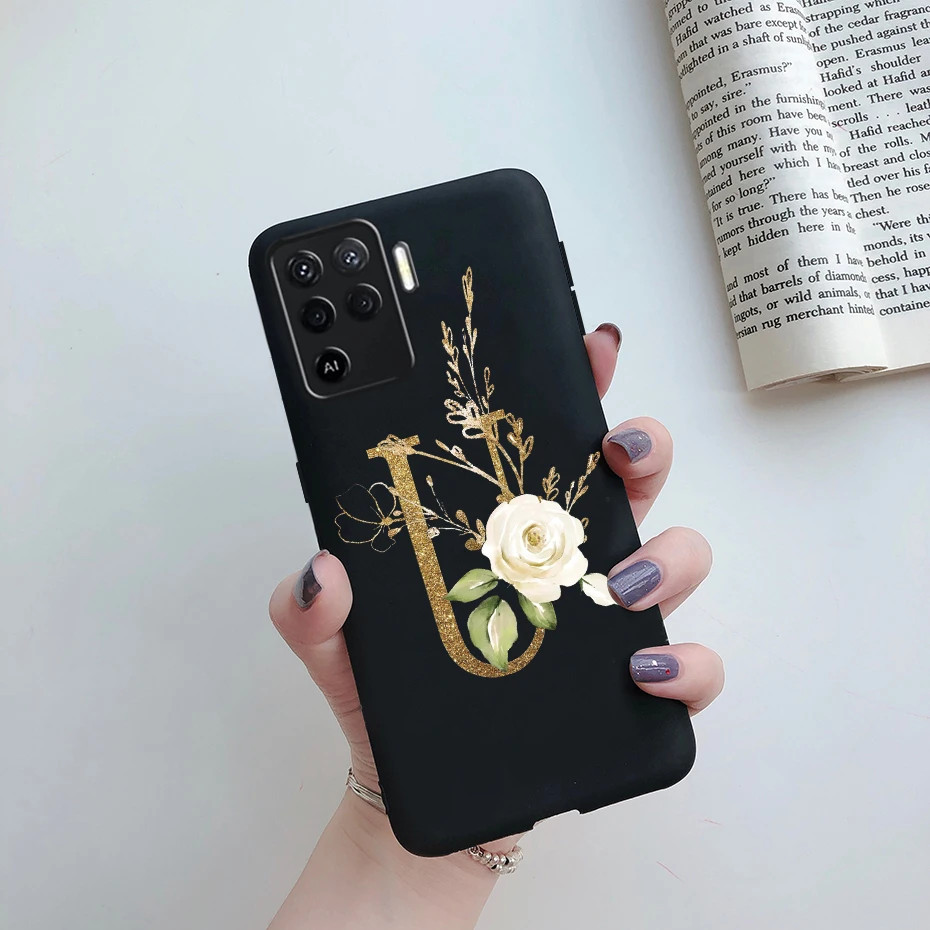 Phone Cases For OPPO A94 F19 Pro Reno 5 Lite Silicone Back Soft Case Cute Letters Cover Shockproof Bumper For OPPO A94 5G Case casing oppo