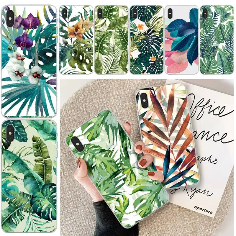

LJHYDFCNB Art Flowers Banana Leaf Coque Shell Phone Case For iphone 6 6s plus 7 8 plus X XS XR XS MAX 11 11 pro 11 Pro Max Cover