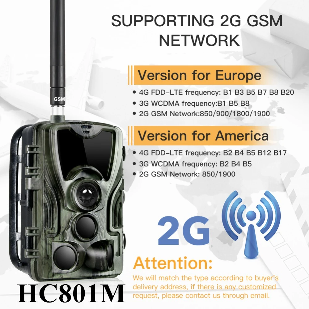 HC801M охотничий шлейф камера Дикая природа инфракрасные камеры 2G MMS фото видеонаблюдение 16MP 1080P SMS ночное видение - Цвет: HC801M 2g EU plug