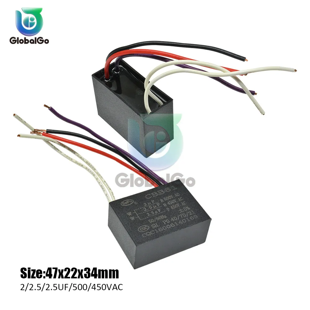 

CBB61 Motor Speed Starting Capacitance AC Fans Refrigerators Star Capacitor 4.5/5/6UF/250VAC 2/2.5/2.5UF/500/450VAC 8UF/450VAC