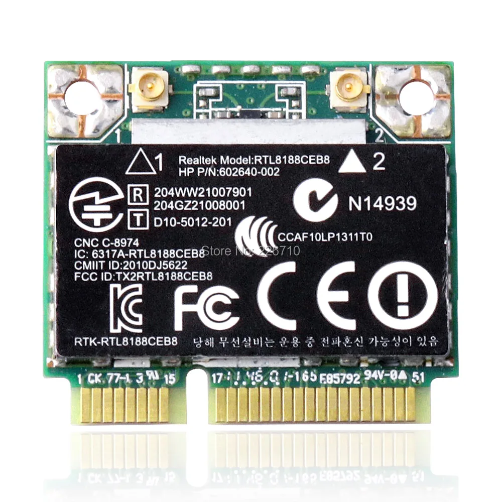Беспроводная Wi-Fi WLAN-карта Realtek RTL8188CEB8 602640-001/ 602993-001 BlueTooth BT 2 4G Mini PCI E 802.11n для HP 4530S CQ57 |