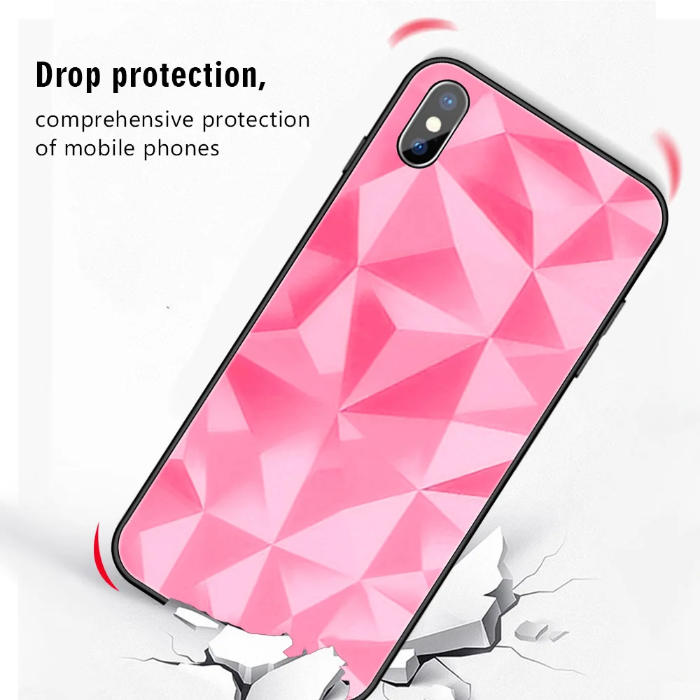 Для iPhone X XS MAX XR 8 8 Plus 7 7 Plus 6 6S 6S Plus Алмазный закаленное стекло бизнес Бампер Защитный ковер