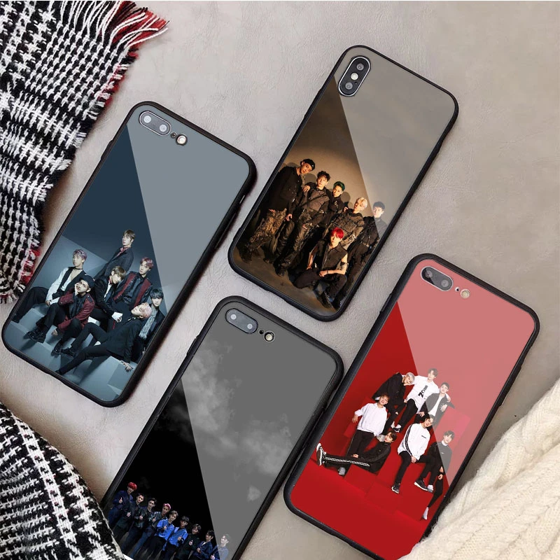 Kpop EXO Kính Cường Lực Điện Thoại Dành Cho Iphone 12 11 Pro Max 5 6 7 8 PLUS X XS XR XSMax Vỏ 12Pro Bao Vỏ mous phone case