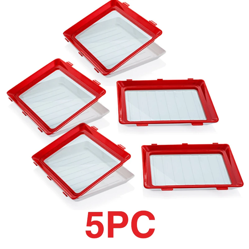 5PCS 6 шт. креативный поднос для сохранения свежей пищи, поддон для сохранения свежей пищи, контейнер для хранения еды, кухонный - Цвет: 5PCS