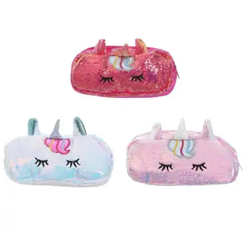 

Portable Cartoon Sequins Clutch Women Makeup Bag Lovely Cute Student Pencil Case