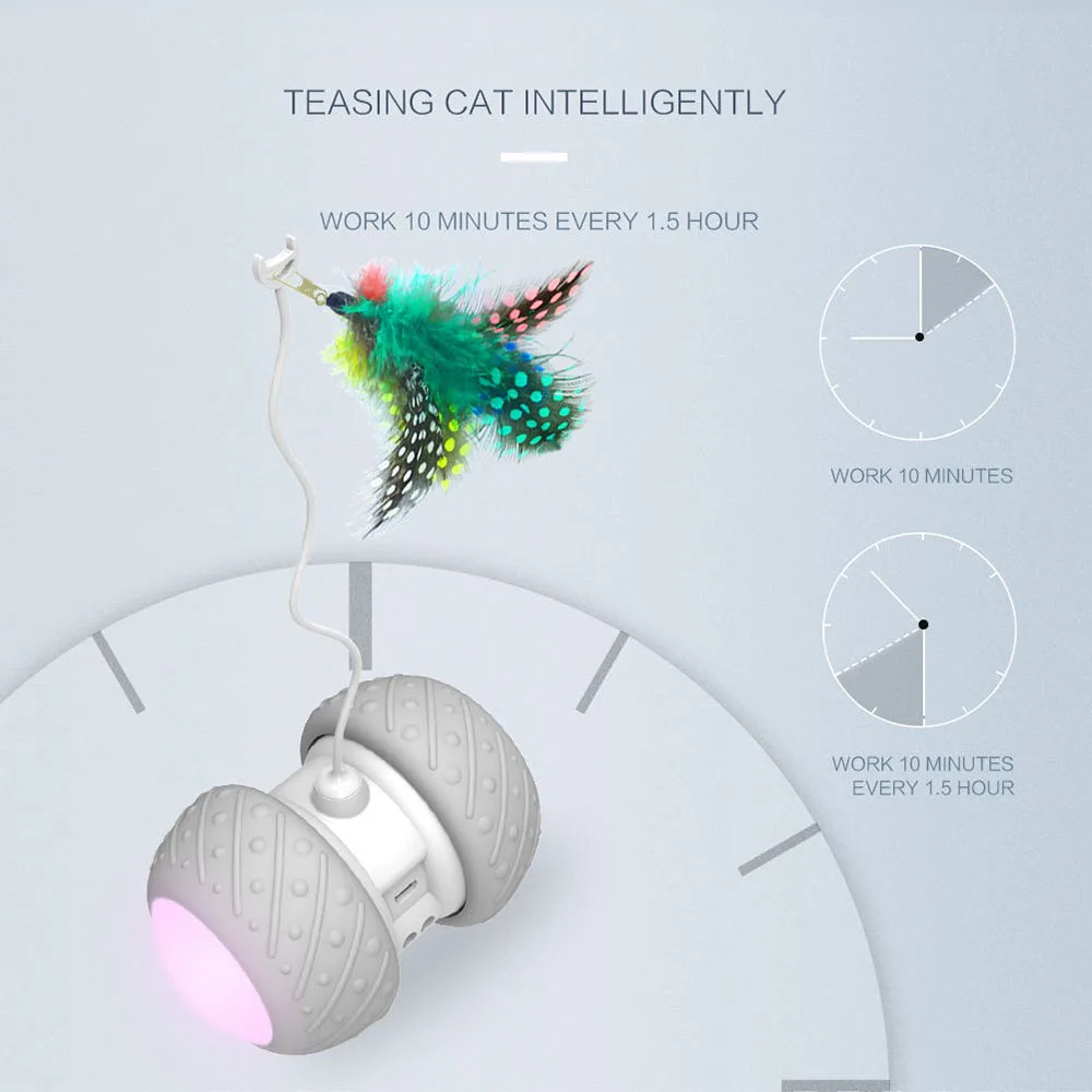 

Hot Color Feather Ball for Cat Automatic Cat Toys Rolling Interactive Ball Cat Toy Pet Supplies