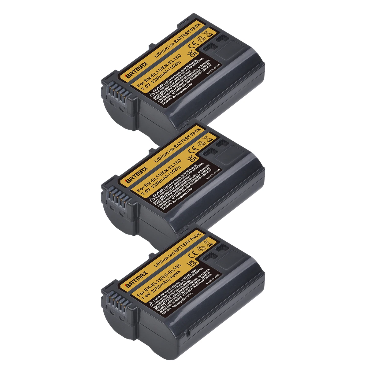 Batmax EN-EL15C Camera Battery 2-Pack With USB Charger - For Nikon Z5, Z6, Z7, D850, D7500 & More