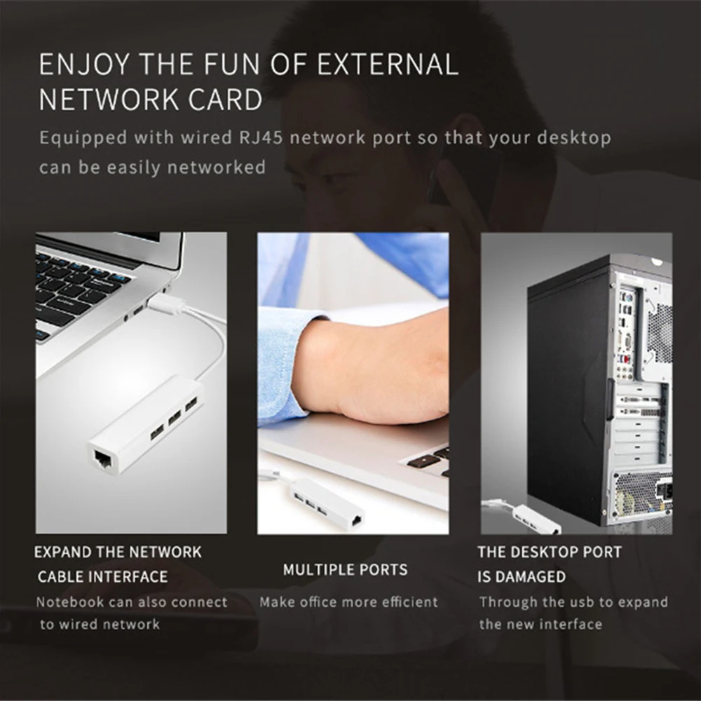 Type-C Ethernet адаптер 3 USB C концентратор naar Ethernet RJ45 Lan адаптер Netwerkkaart гигабитный Интернет для Macbook pro Air type C концентратор