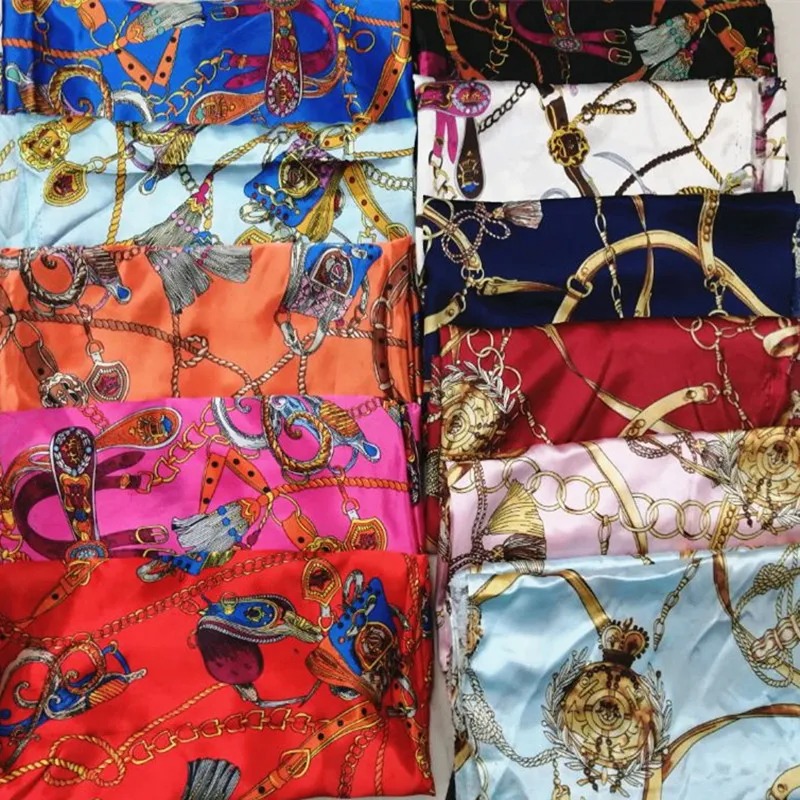 

150cm satin fabric classic chain printing fabric home service shawl quilt cover jewelry fabric scarves scarf diy cloth
