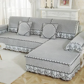 

European Sofa Cover Solid Color Plush Couch Cover Cushion Four Seasons Fabric Non-slip Slipcover Towel All-inclusive Sofa Covers