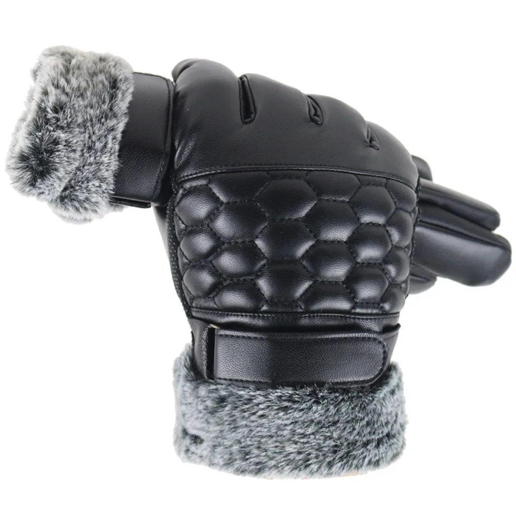 Новые мужские зимние теплые перчатки из искусственного меха перчатки для мужчин кашемировые ПУ кожаные зимние перчатки Guantes# H15