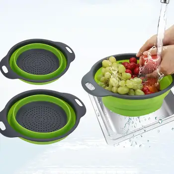 

Folding vegetables and fruits washing basket drain filter colander kitchen utensil drain basket household storage box filter too
