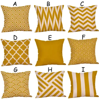 

Mustard Pillow Case Yellow Geometric Fall Autumn Cushion Cover Decorative Housse De Coussin Throw Pillow Covers Funda Cojines