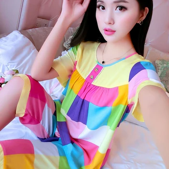 

Summer pure Cotton Pattern Printing Pajamas Set Women Pyjamas Sleepwear Nightwear Pijama Mujer Plus size Shorts Homewear