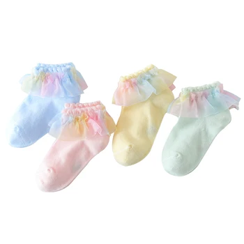 

Infant Baby Kids Girls Princess Bowknot Sock Lace Ruffle Frilly Trim Ankle Socks