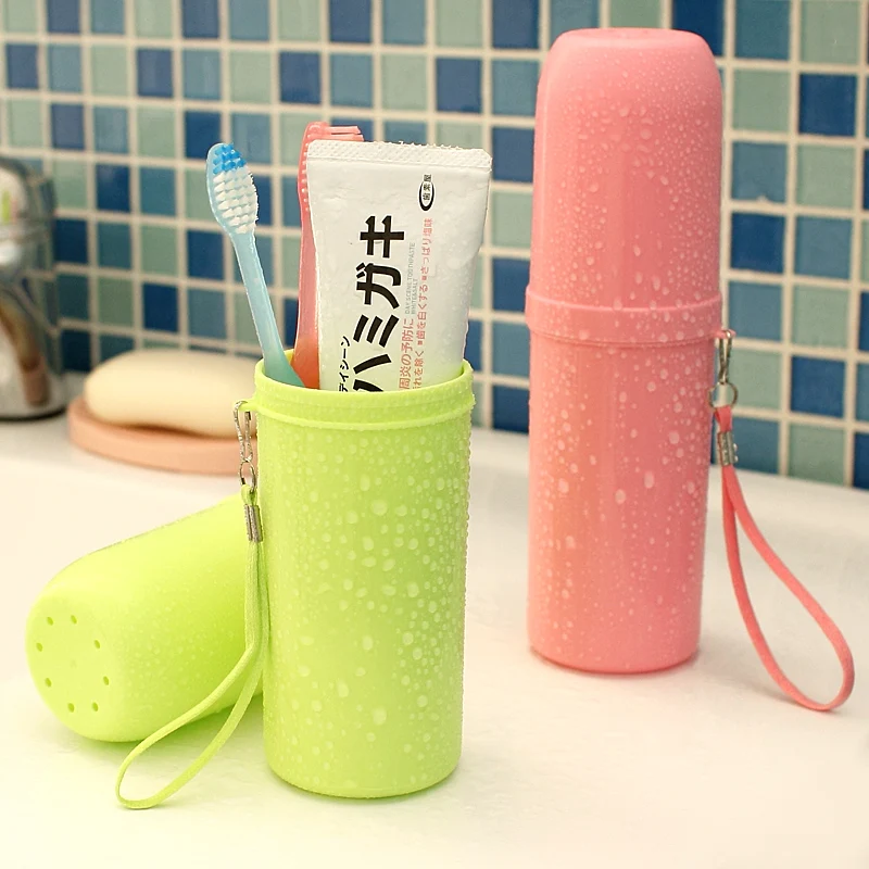 WHISM Portable Plastic Toothbrush Holder Toothpaste Towel Cover Storage Box Tooth Mug for Outdoor Travel Camping Hiking