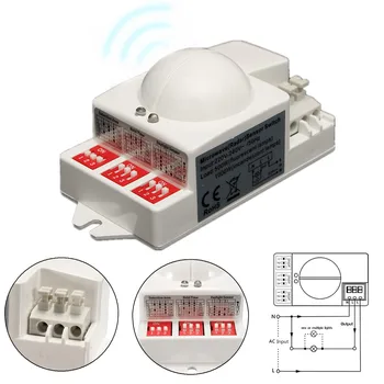 

220-240V Microwave Motion Sensor 360 Degree Radar Motion Detector Sensor Light Switch for Home Staircase Corridor Corridor