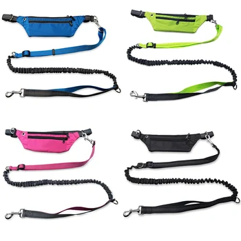 

Pet Dog Leads Harnesses Waist Waterproof Pockets Running Jogging Dog Leashes Chain For Dogs Puppy Traction Rope