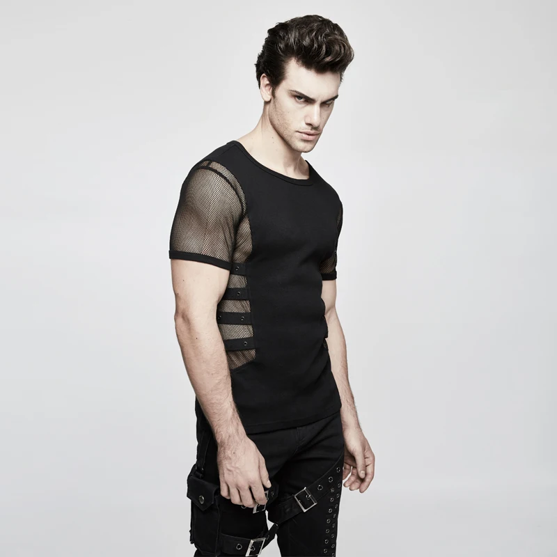 Мужская черная трикотажная футболка в стиле панк рейва|metal black|tee shirtt-shirt men |