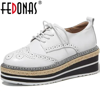 

FEDONAS Brand Women Cross Tied Round Toe Flats Spring Summer Platforms Shoes Genuine Leather Working Basic Newest Shoes Woman