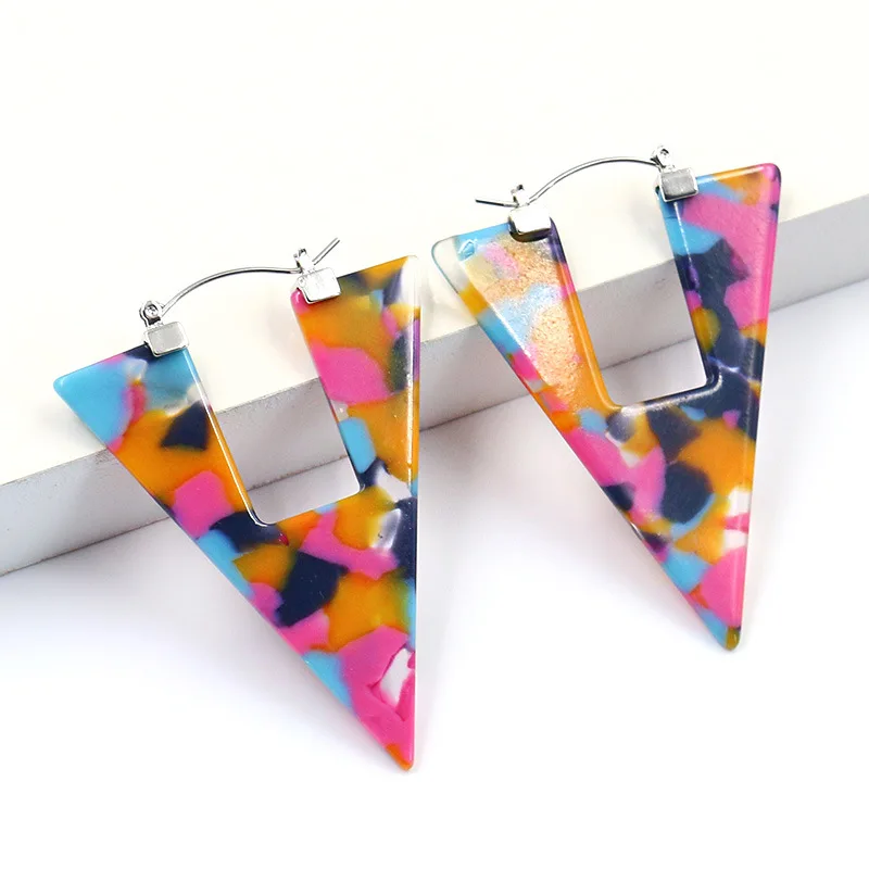 

New Fashion Earrings Geometric Triangle Acetate Board Earrings Acrylic Earrings Simple and Generous Ear Accessories for Women