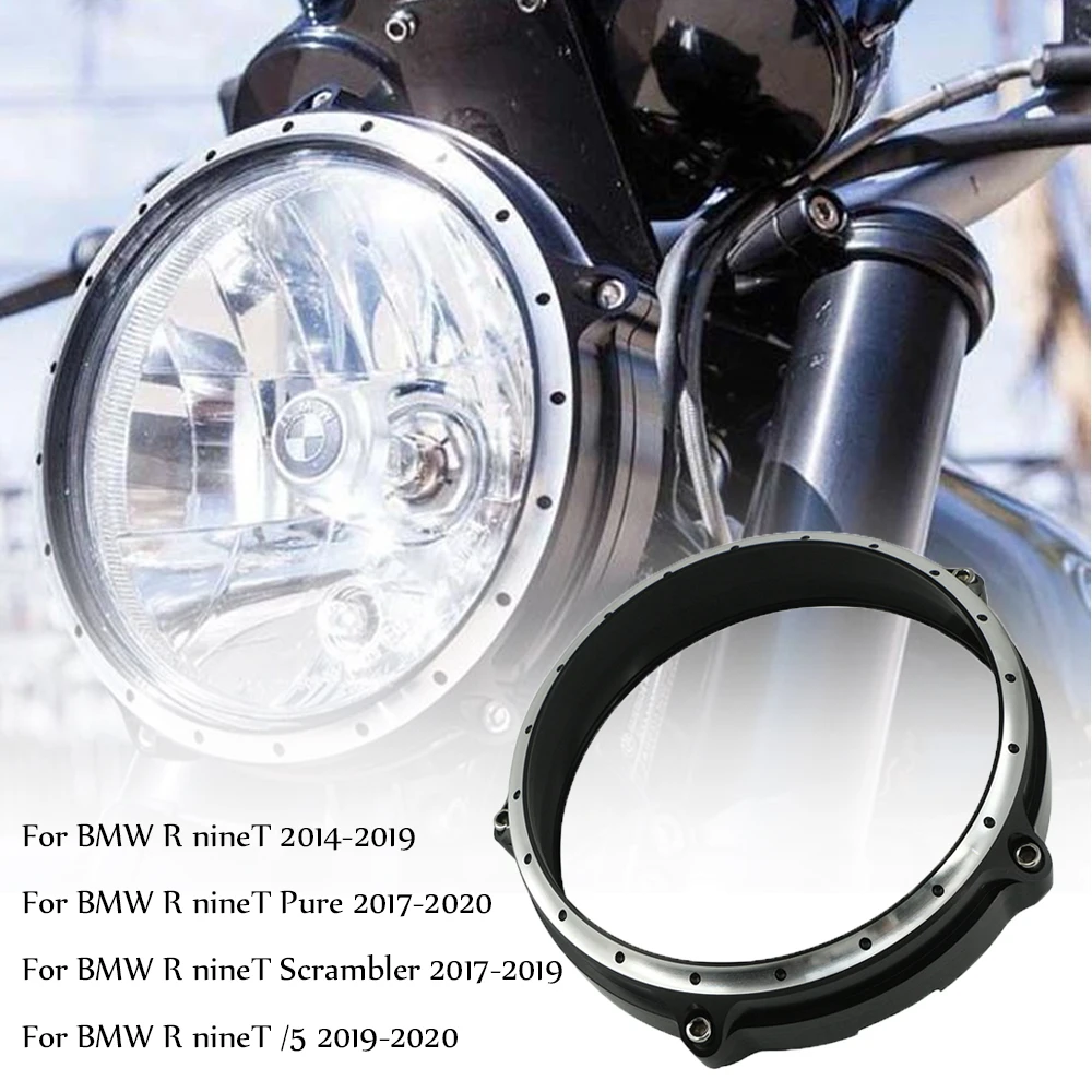 

For BMW R nineT NINE T R9T Pure Scrambler /5 2014 2015-2020 Motorcycle Aluminum Headlight Headlamp Bezel Trim Ring Cover Black