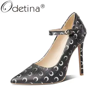 

Odetina Women Fashion Stiletto Extreme High Heel Casual Shoes Ladies Slip On Polka Dot Faux Suede Retro Pointed Toe Dress Shoes