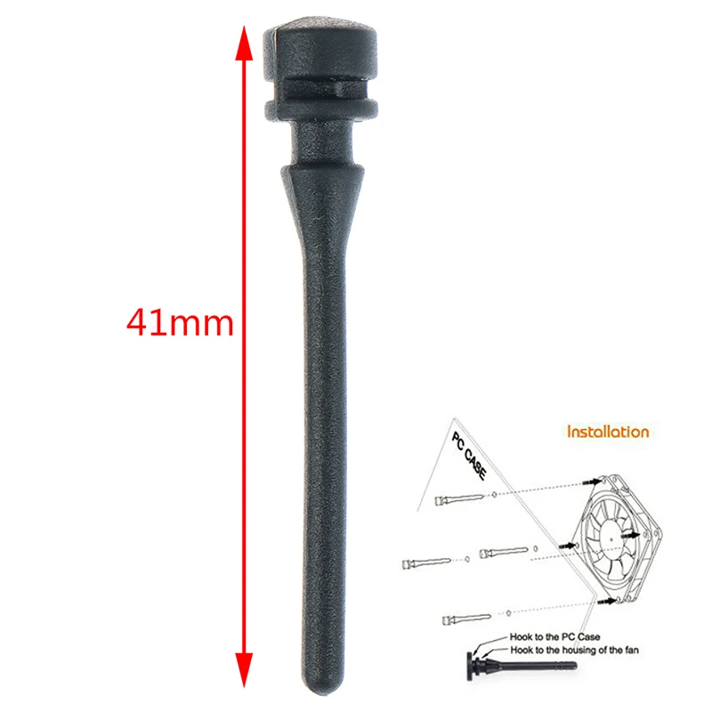 Silicone Screws 20pcs Anti Vibration Mount Noise Reduction Equipment 41mm Screw Pin Rivet Rubber PC Fan Noise Absorbtion