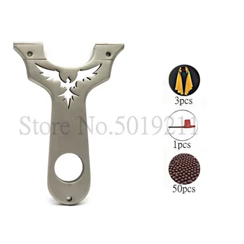 

High Precise Shooting Slingshot Stainless Steel Hunting Catapult with Flat Rubber Band Outdoor Sling Shot Set 2019 New