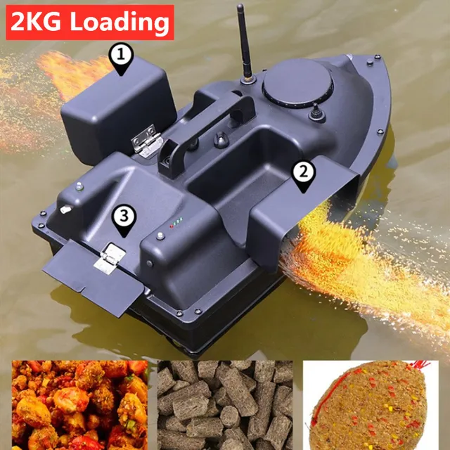 16 GPS Point Bait Boat 500M RC Fishing Nest Boat Auto Cruise Control 2KG Loading 3 Hoppers GPS RC Nesting Boat With Fish Finder 3