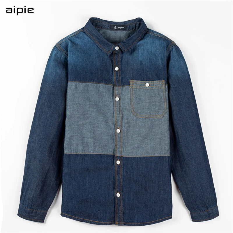 Aipie Одежда высшего качества для мальчиков рубашки европейский и американский Стиль одноцветное 100% хлопковые рубашки для От 4 до 13 лет