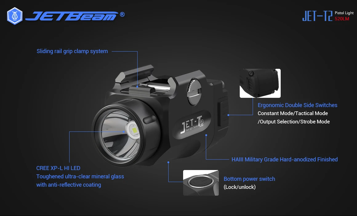 Bateria para Várias Lanterna com 16340 Jetbeam Original Lanterna Carga Usb Cree Xp-l 520 lm Mini Pistolas t2 Led 12 com 16340 bateria para várias pistolas