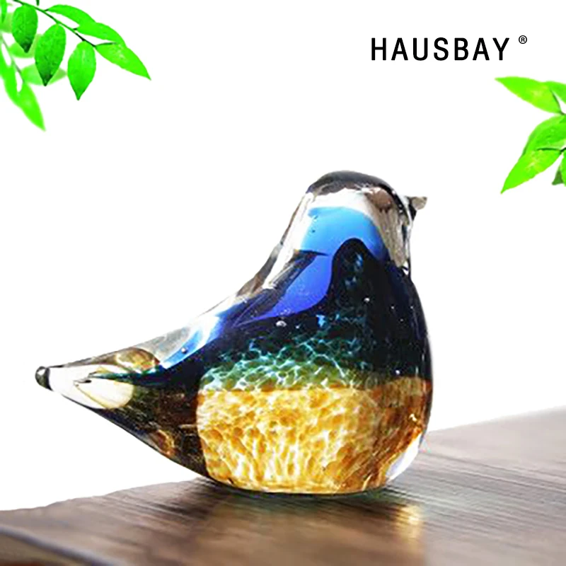 cheap Handmade Art Glass Boutique Bird Home Decoration Fengshui Furnishings Desktop Ornaments Creative Gift Bookcase Display 05306