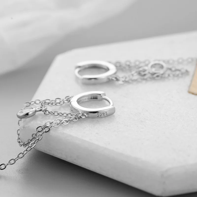 FLORATO 925 sterling silver earrings chain tassel pendant earrings zircon silver earrings for women trend Luxury Wedding Jewelry