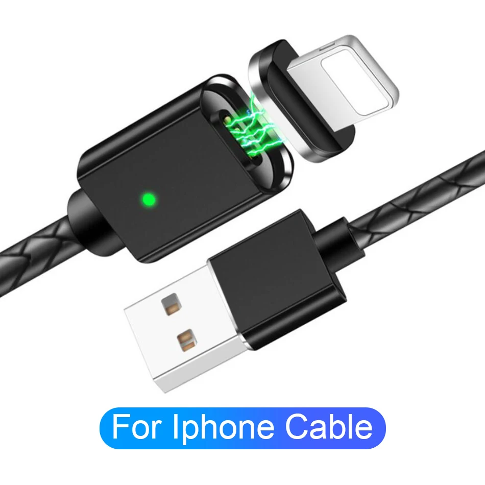 Fast 3A Magnetic Cable Quick charge 3.0 Micro USB Charger Type C Charging cables For iPhone Samsung S9 Huawei Magnet Phone Cord - Цвет: For iphone Black