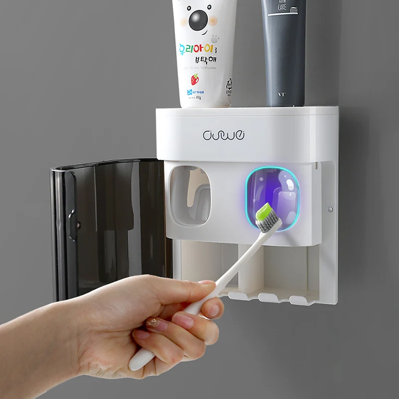 Toothbrush-Holder Bathroom-Accessories-Sets Automatic Dust-Proof with Magnetic-Cover