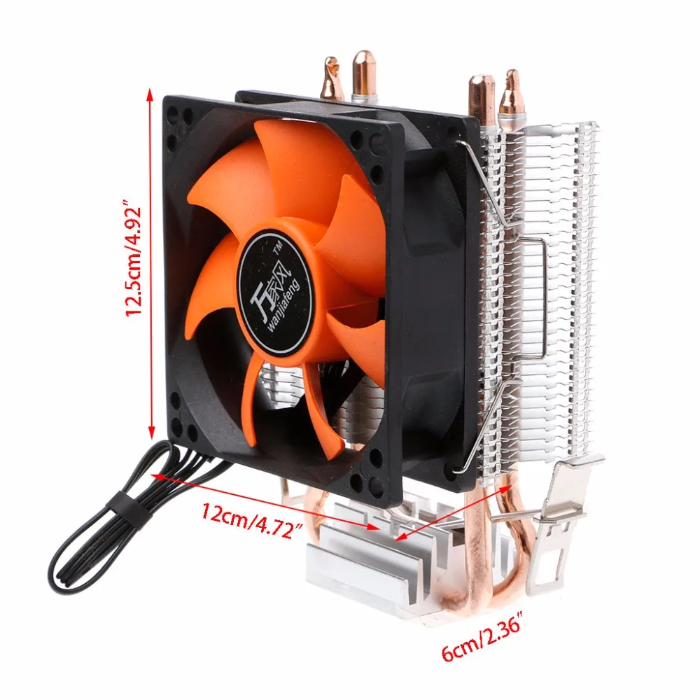 2 тепловые трубки радиатор алюминиевый PC cpu кулер вентилятор охлаждения для Intel 775/1155 AMD 754/AM2 компьютерные вентиляторы охлаждения