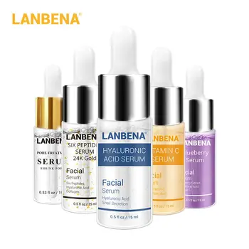 

24k Gold Six Peptides Anti-aging Blueberry Hyaluronic Acid Moisturizer VC Whitening Pore Treatment Essence Skin Care Face serum