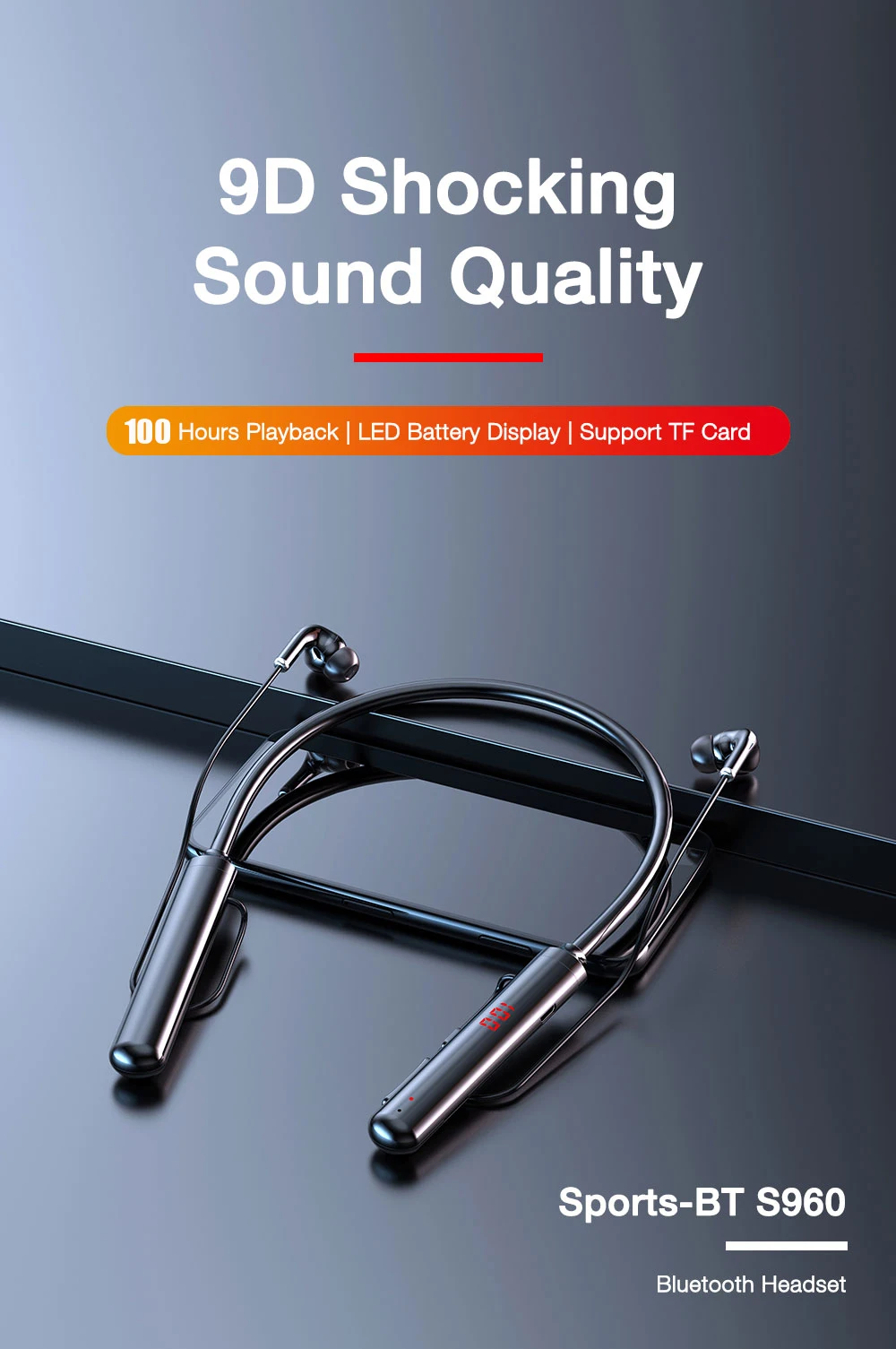 100 Hours Playback Wireless Bluetooth Earphones Magnetic Sports Running Headset IPX5 Waterproof Sport earbuds Noise reduction