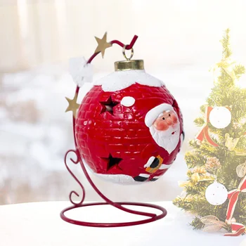 

Ceramics Light Up Christmas Ball LED Hanging Base Ornament Xmas Decor Festival Supplies for Home Shop Office (Santa Claus)